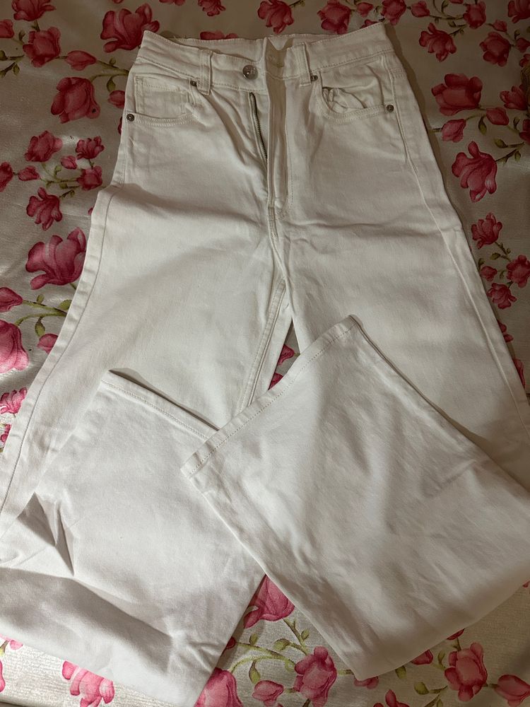 H&amp;M Wide Leg white high waist brand new denim jean
