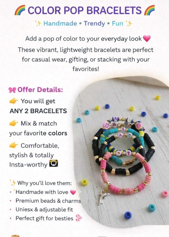 Color Pop Handmade Bracelets - Set of 2