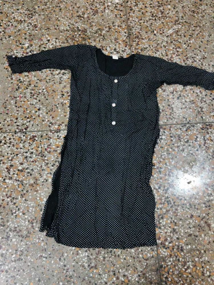 Black Polka Dot Kurta