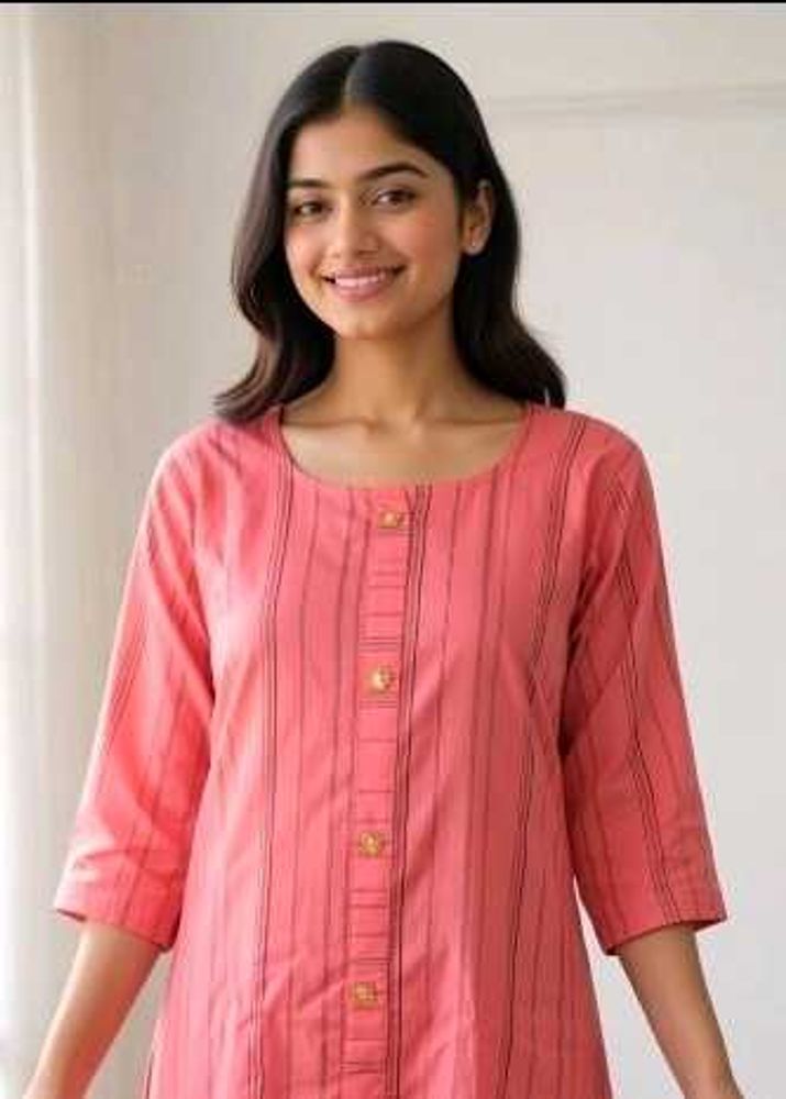 Elegant Pink Striped Kurta