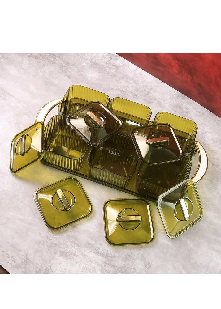 Vintage Olive Green Relish Server Set