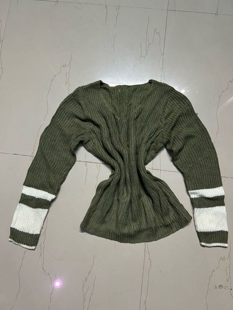 Olive Green Knit Sweater