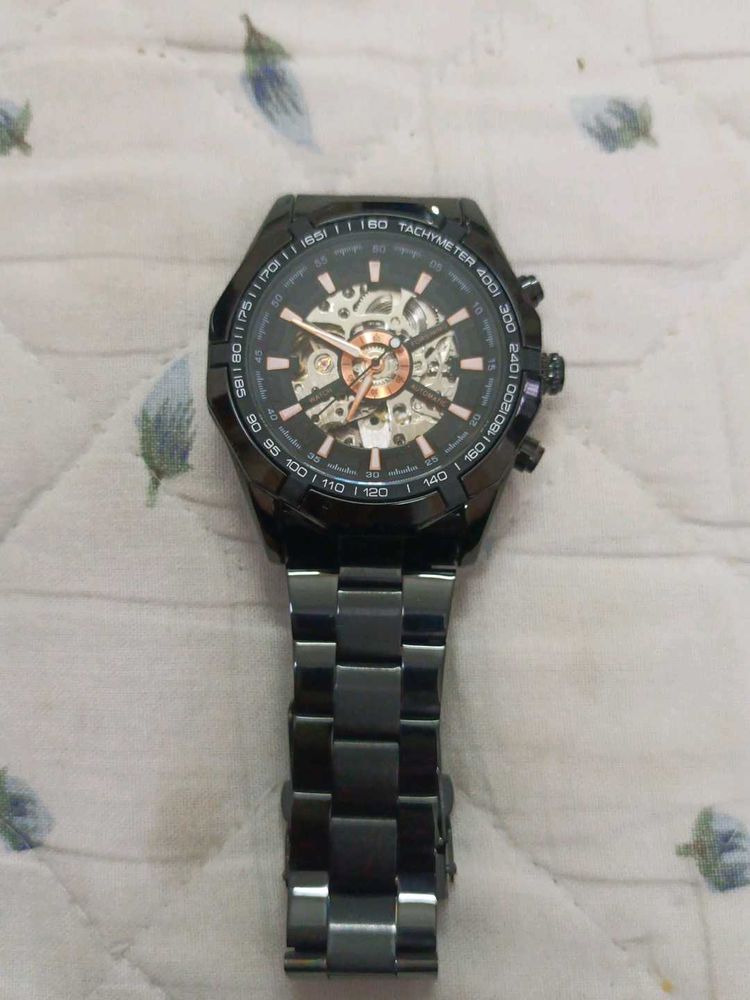 Black Skeleton Automatic Watch