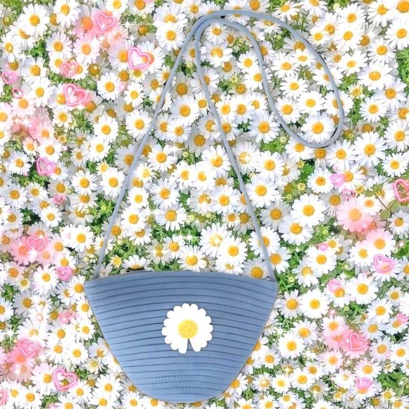 Blue Daisy Jute Sling bag