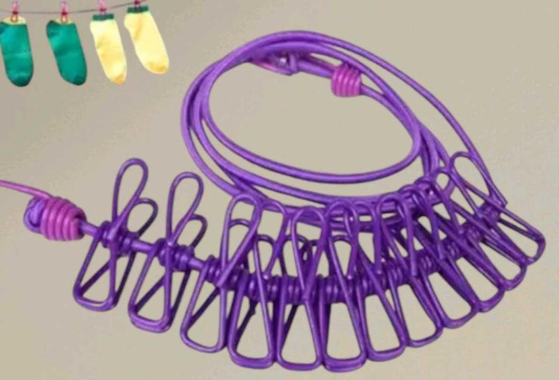 Cloth Drying Rope With Hooks