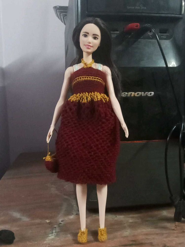 Brand New Beach ⛱️ Barbie Wearing Maroon Crochet