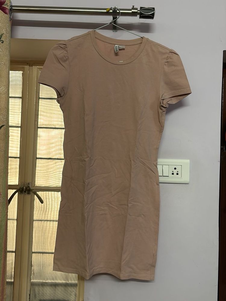 Cute Beige T-Shirt Dress
