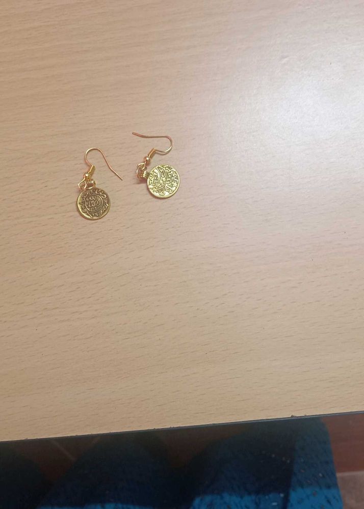 Gold Coin Drop Earrings