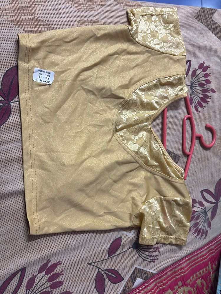 Golden Blouse with Floral Accents
