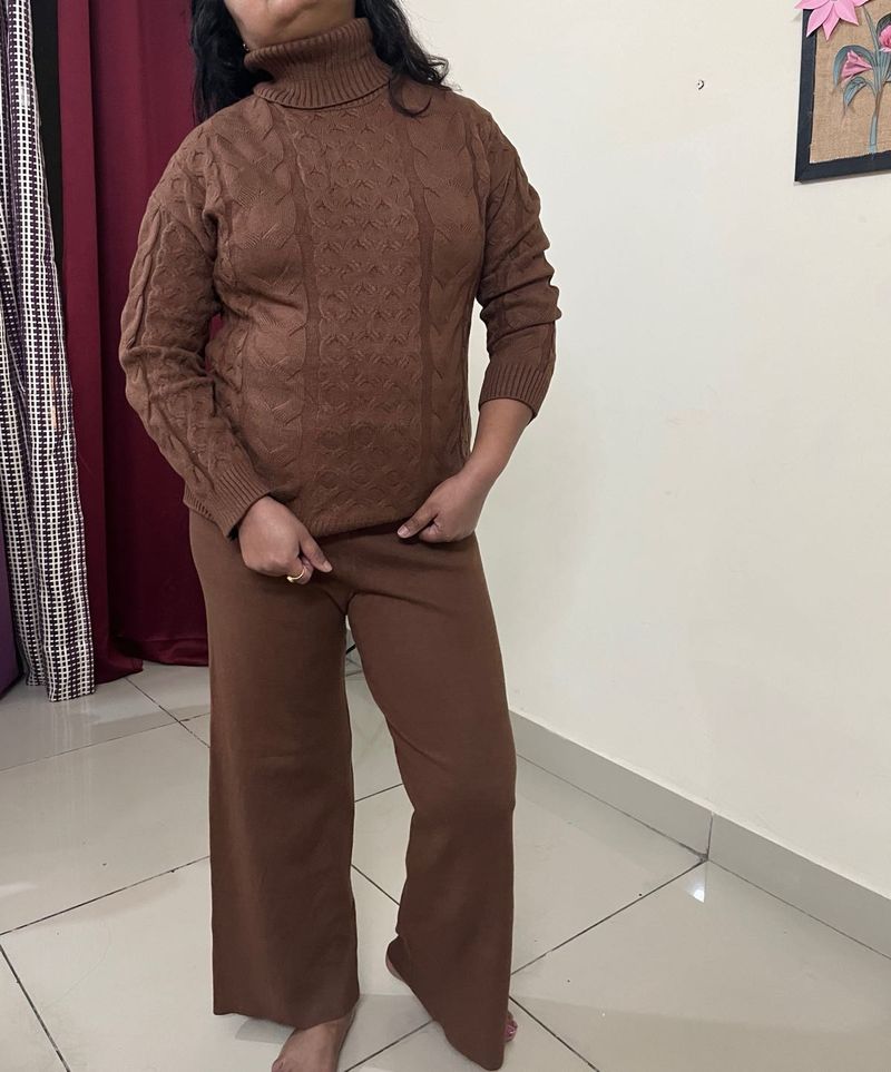 Brown Knit Co-ord Set