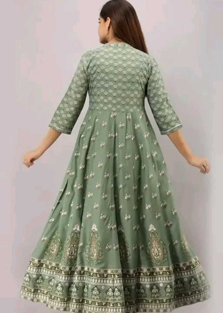 Elegant Green Floral Print Kurta