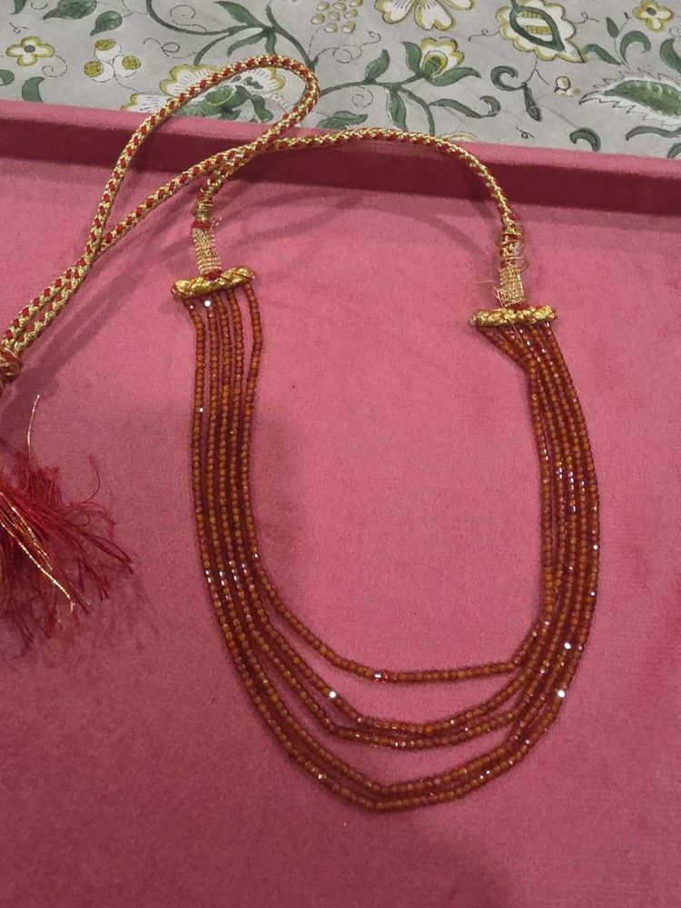 Beaded Layered Necklace Red