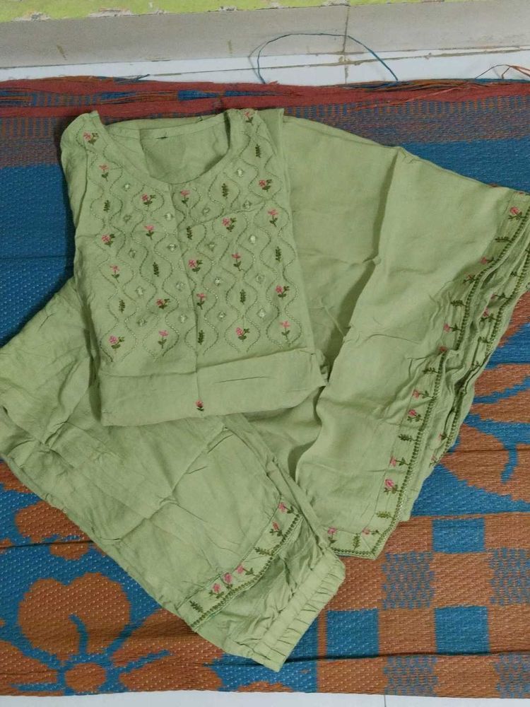 Pista Colour Kurta Set With Dupatta