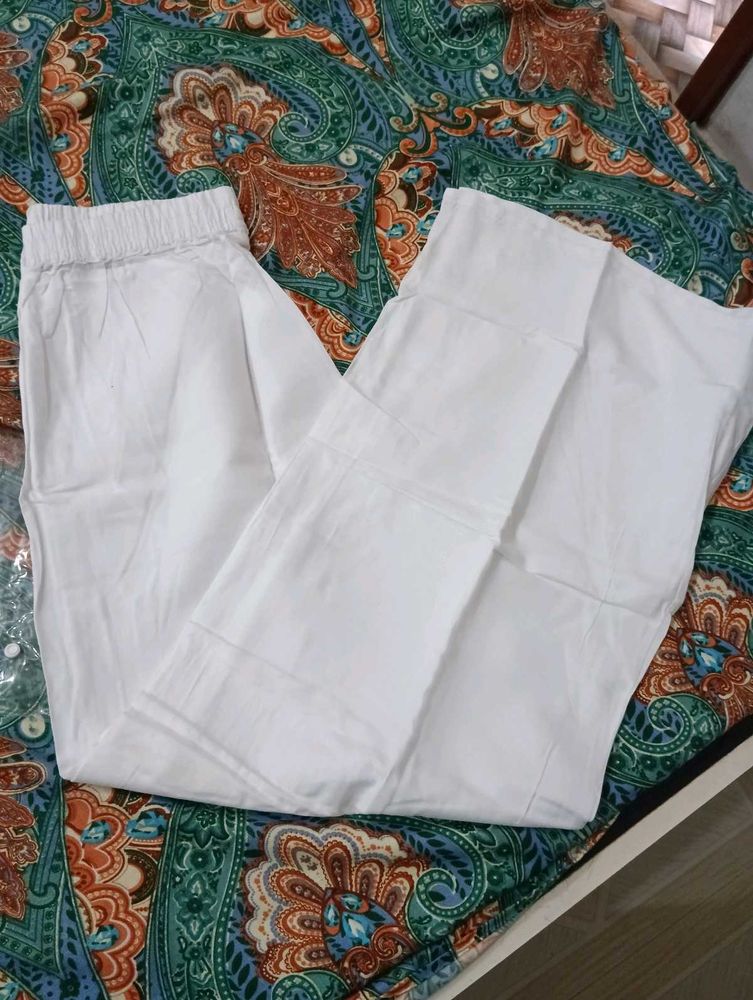 White Cotton Palazzo Pant