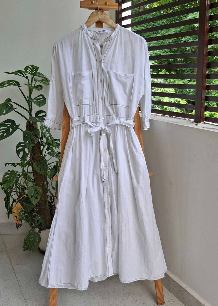 ZARA BASIC White Button Down Dress