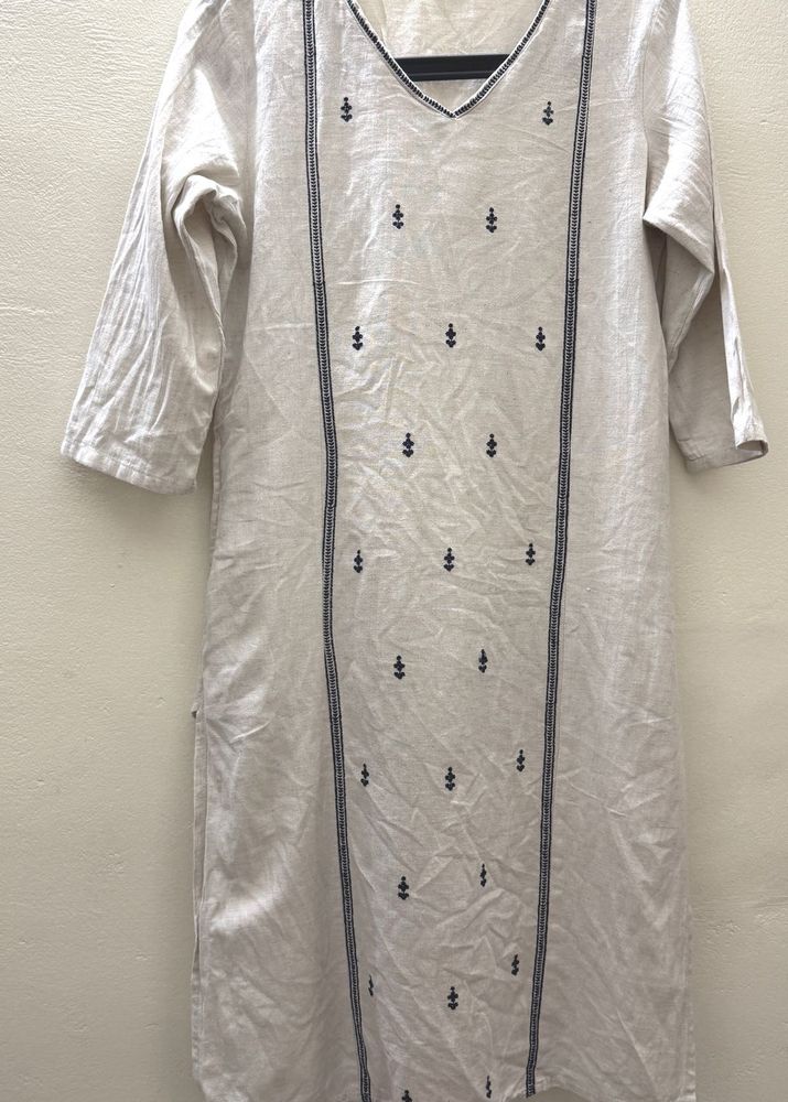 Embroidered Linen Tunic Dress