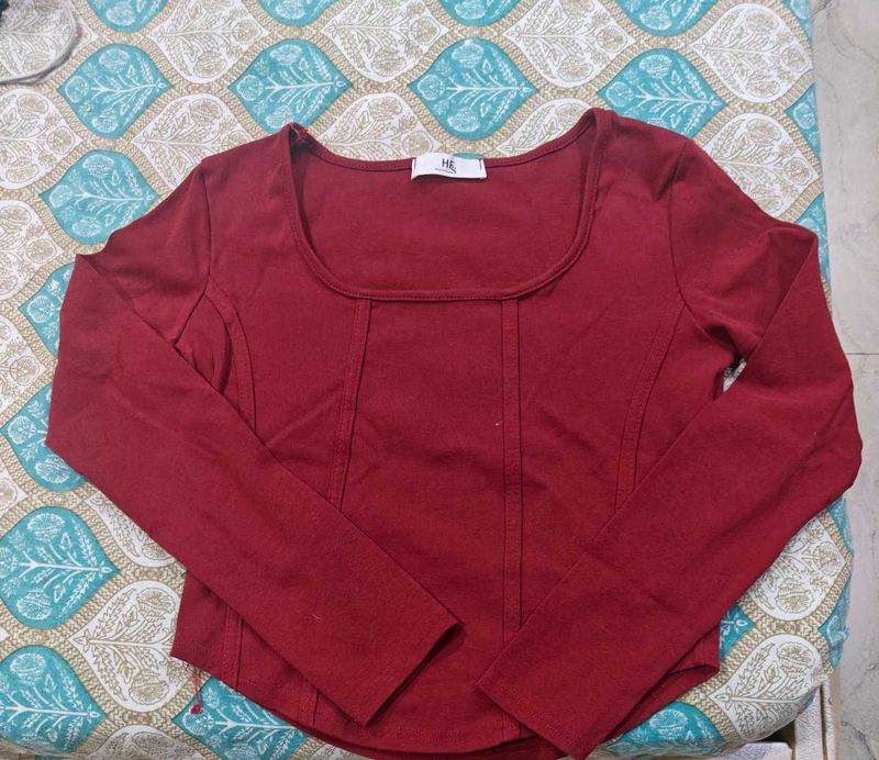 Red Long Sleeve Top