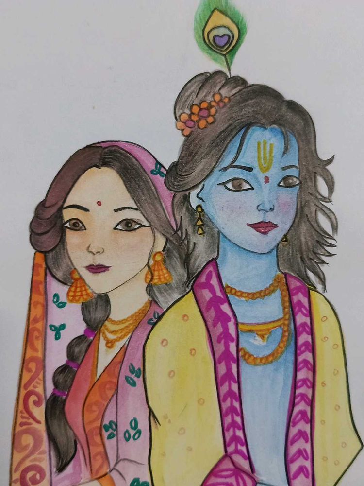 Beautiful Radha Krishna Drawing.