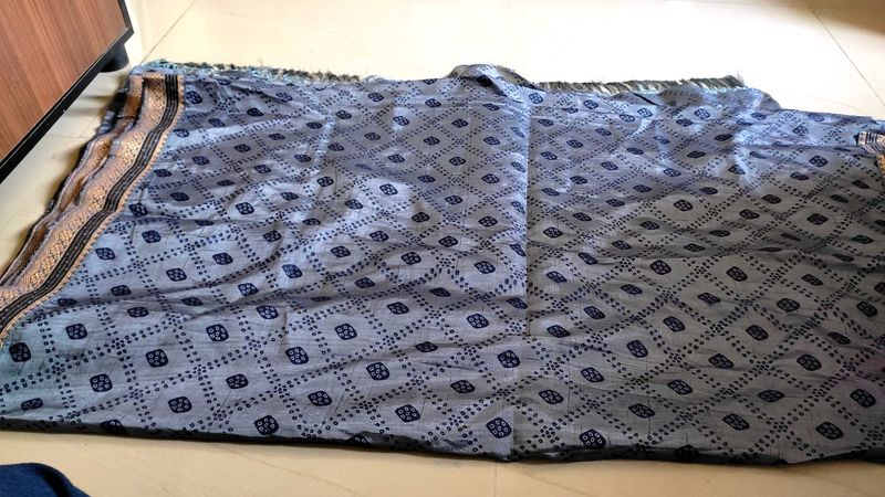 Vintage Blue Bandhani Sari