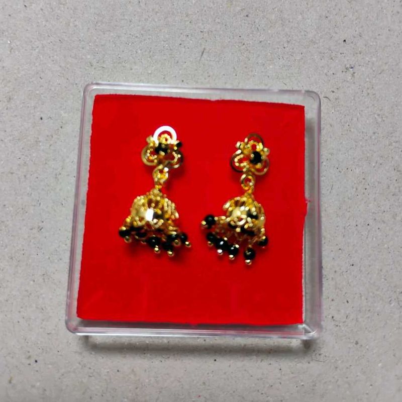 Gold Jhumka Earrings