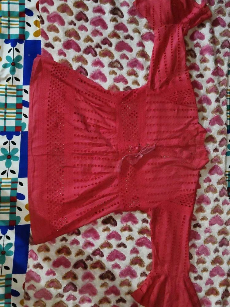 Hot pink cotton Chickenkari top