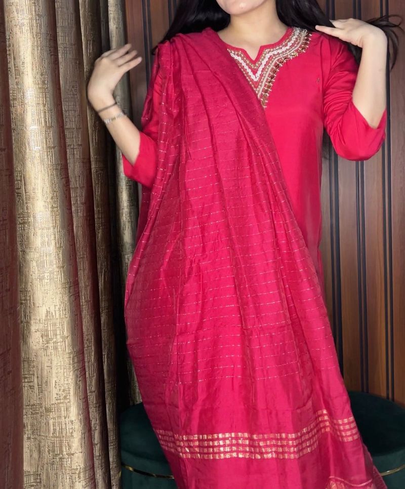 Rani Pink party wear Kurta Set