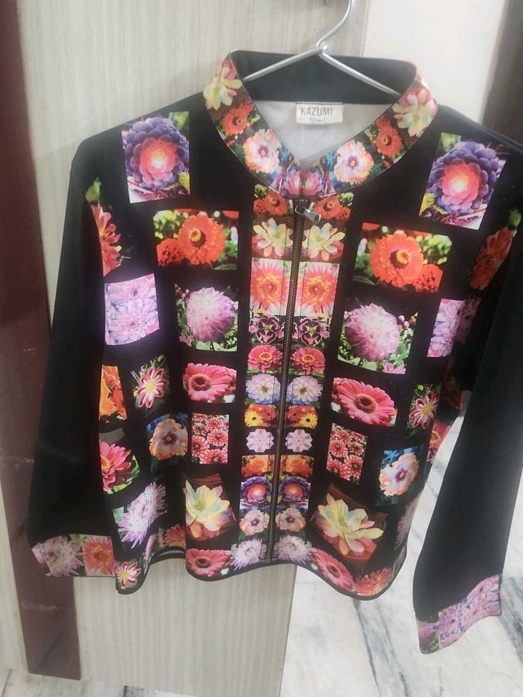 Floral Print Zip Up Jacket