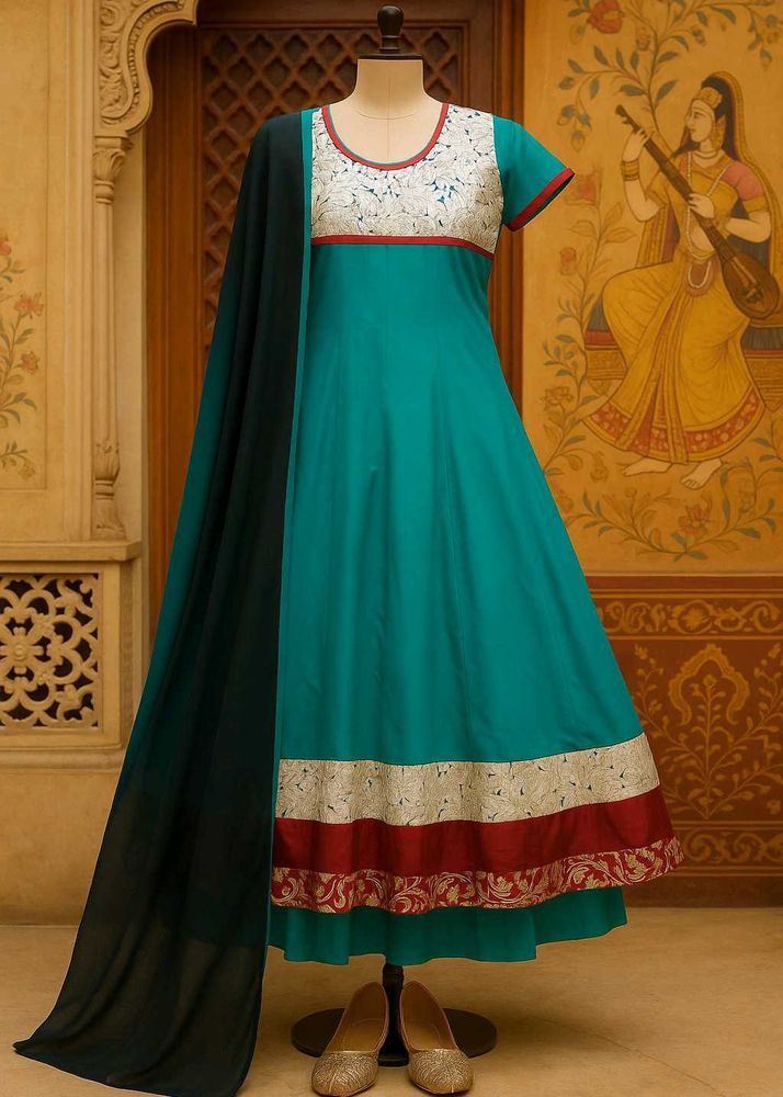 🇳🇿💫💗Elegant Teal Anarkali Kurta With Dupatta