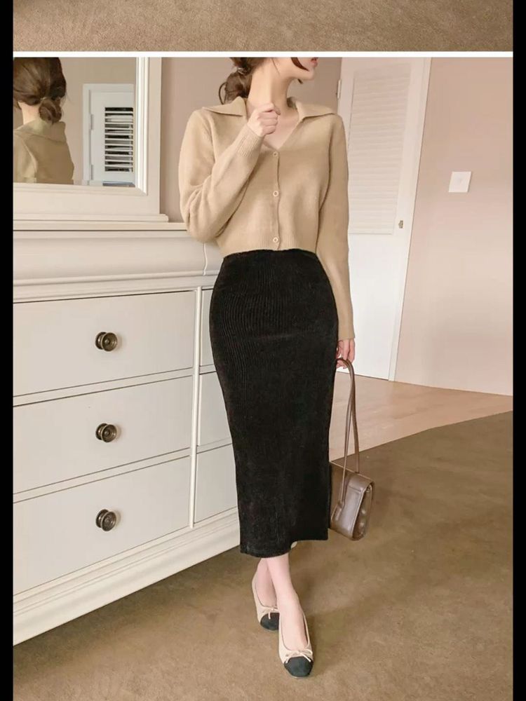 Fur black korean Skirt