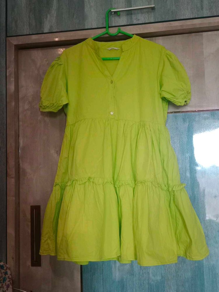 Green Tiered Mini Dress