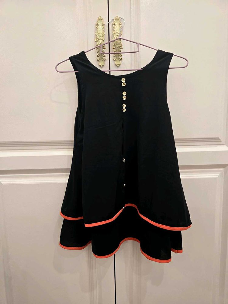 Black Top With Coral Orange Lining