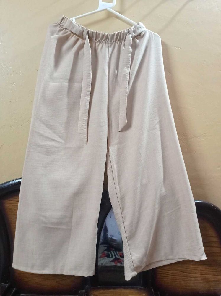 Elegant Beige Wide-Leg Palazzo Pants