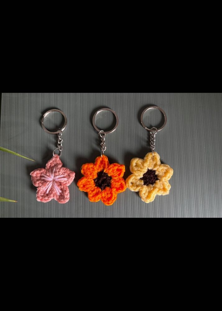 Crochet Flower Keychains