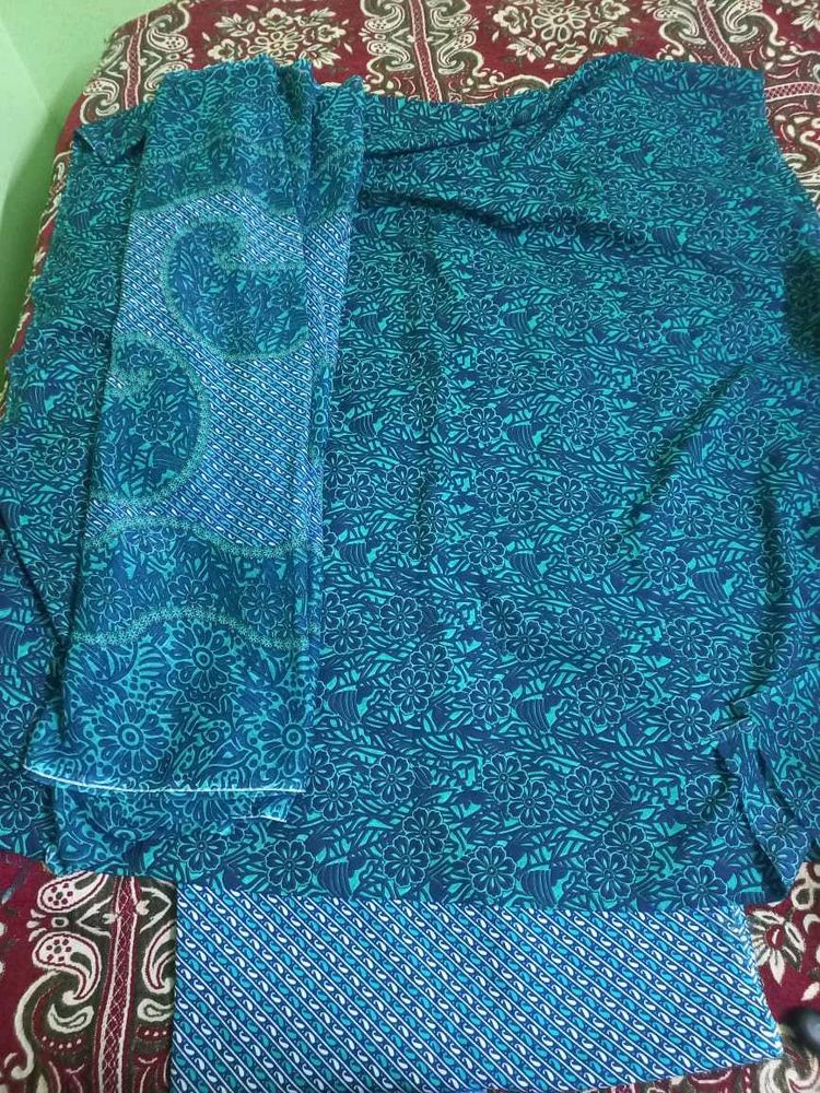 Teal Floral Print Salwar Kameez