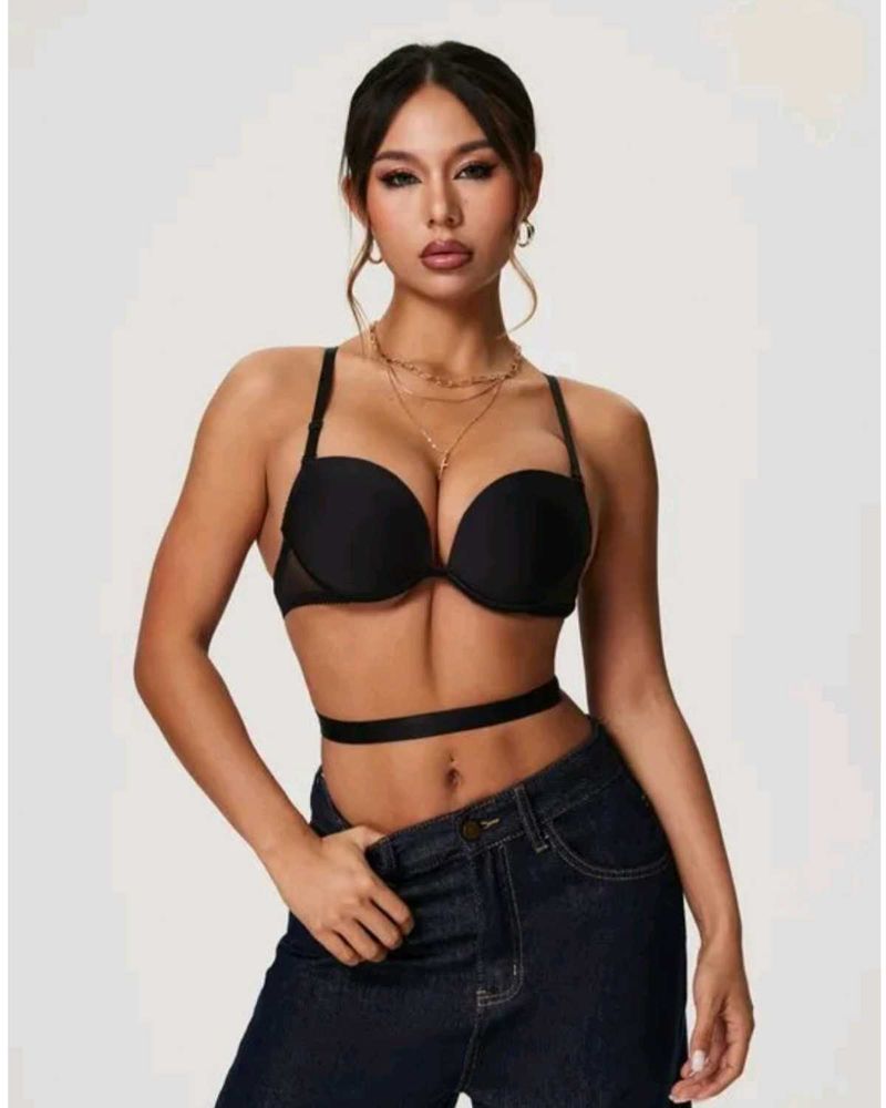 Black Push Up Bra with Straps