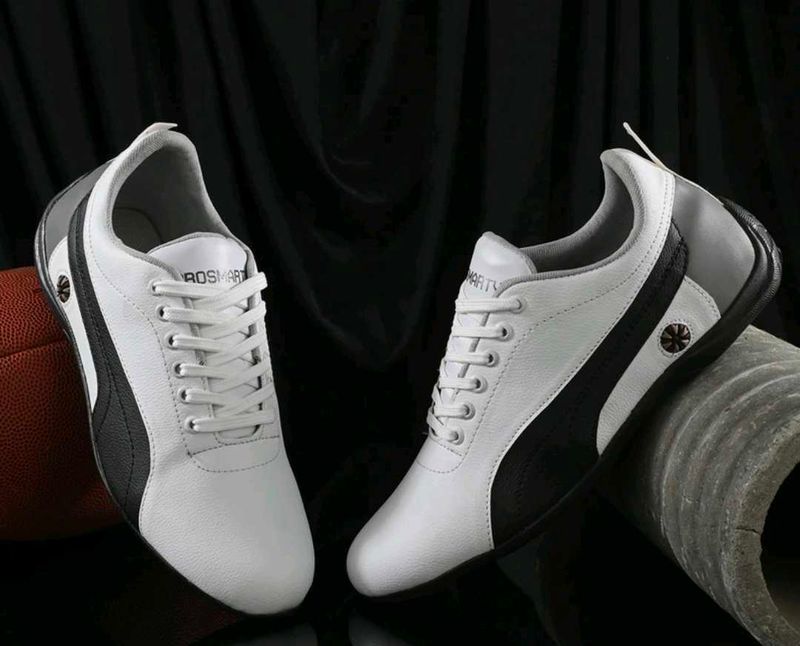 Stylish White &amp; Black Sneakers