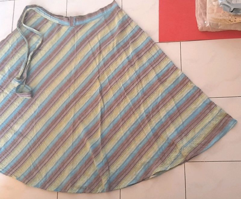 Multi Colour Seersuccer Wrap Around Skirt