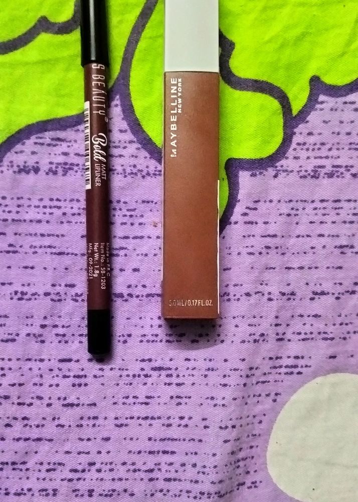 Maybelline Superstate Matte Lipstick Shad 30 Amazonian And Lip Liner