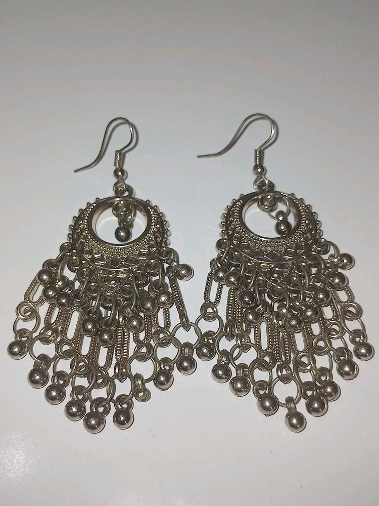 Silver Oxidized Earrings Jhumke