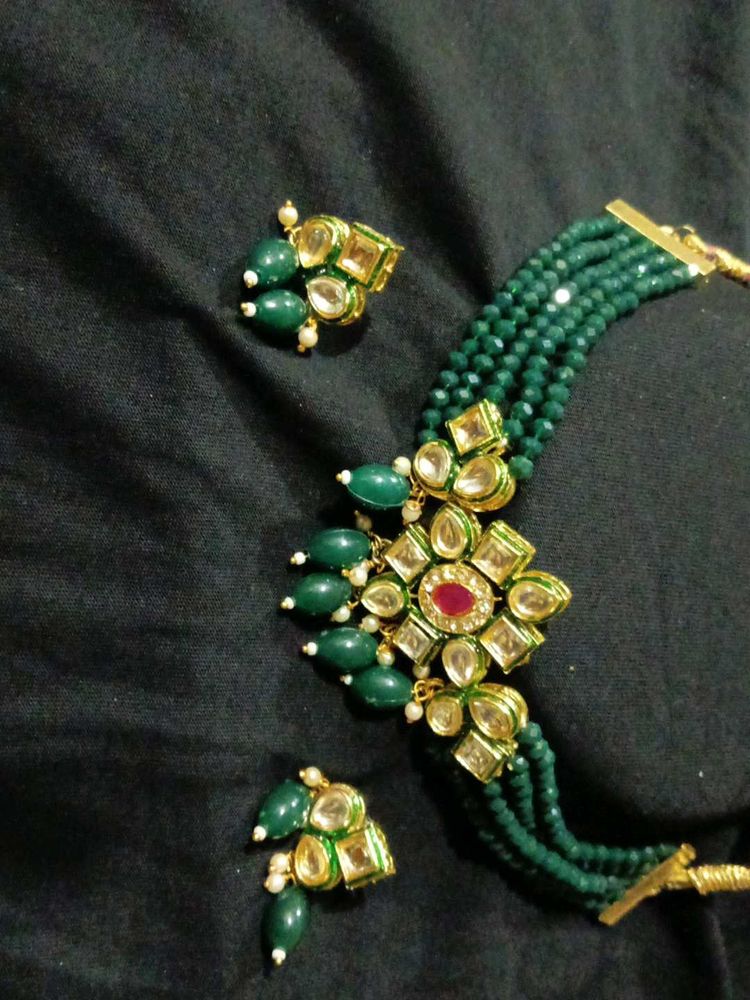 Green Kundan Necklace Set