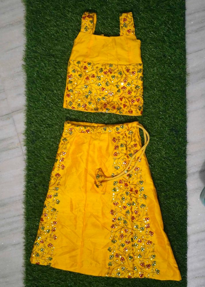 Yellow Embellished Two-Piece Set