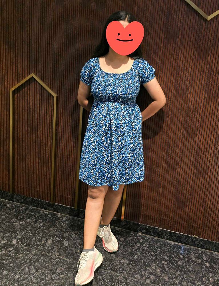Blue Floral Mini Dress