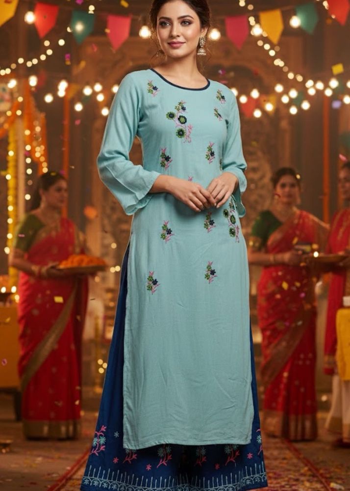 Elegant Embroidered Palazzo Kurti Set