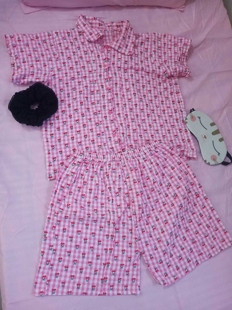 Cute Pink Floral Pajama Set