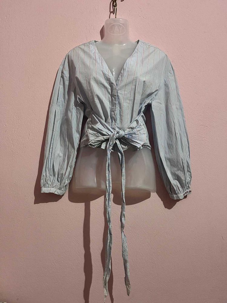 Striped Tie-Waist Blouse