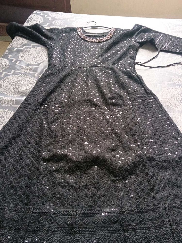 Elegant Black Sequined Dress