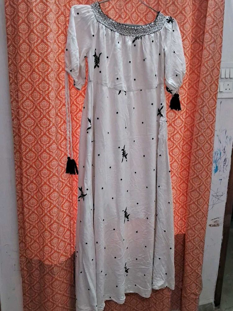 White Embroidered Party Dress