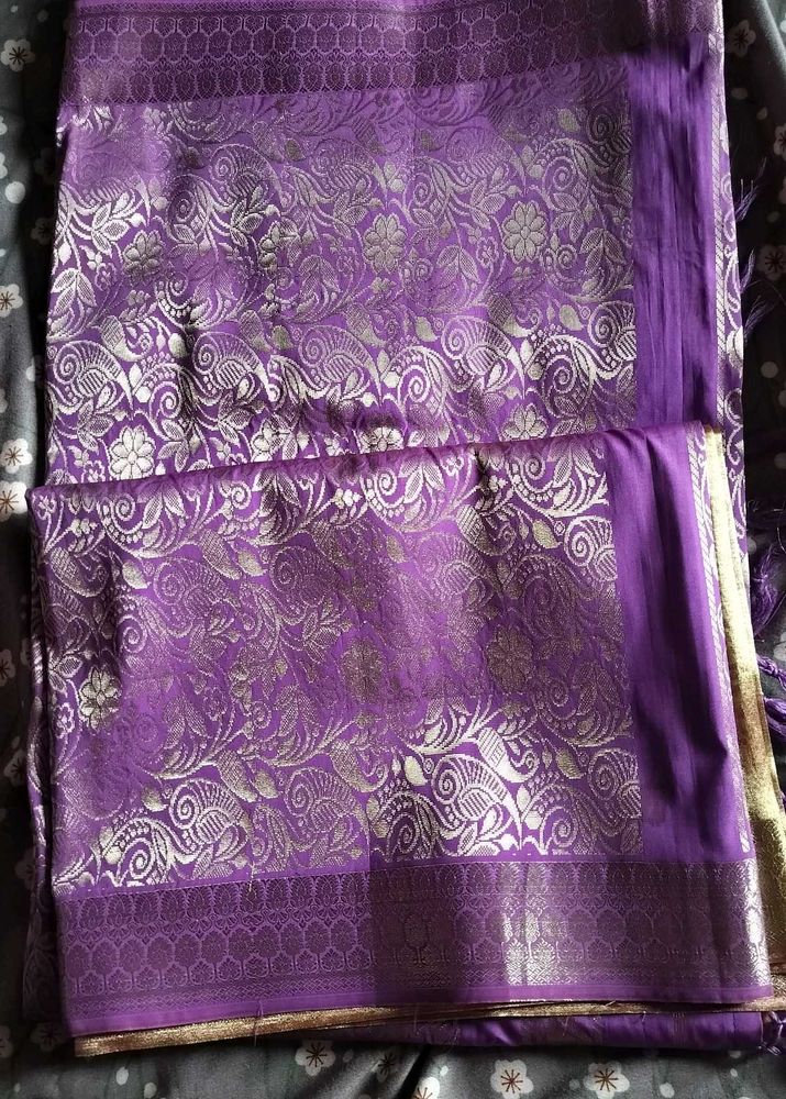 Lavender BANARSI Tissue Silk Saree