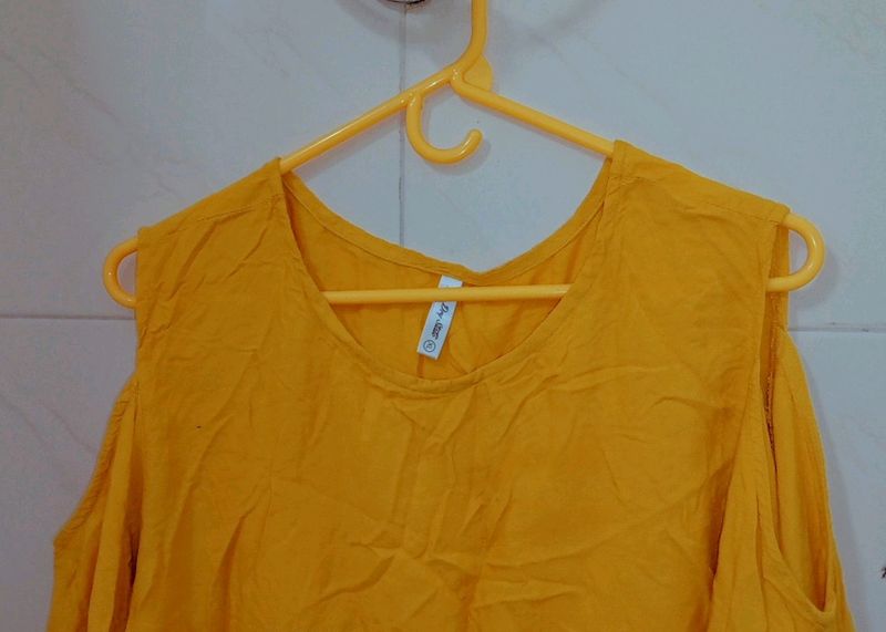Yellow Coloured, Trending Off Shoulder Cute Top