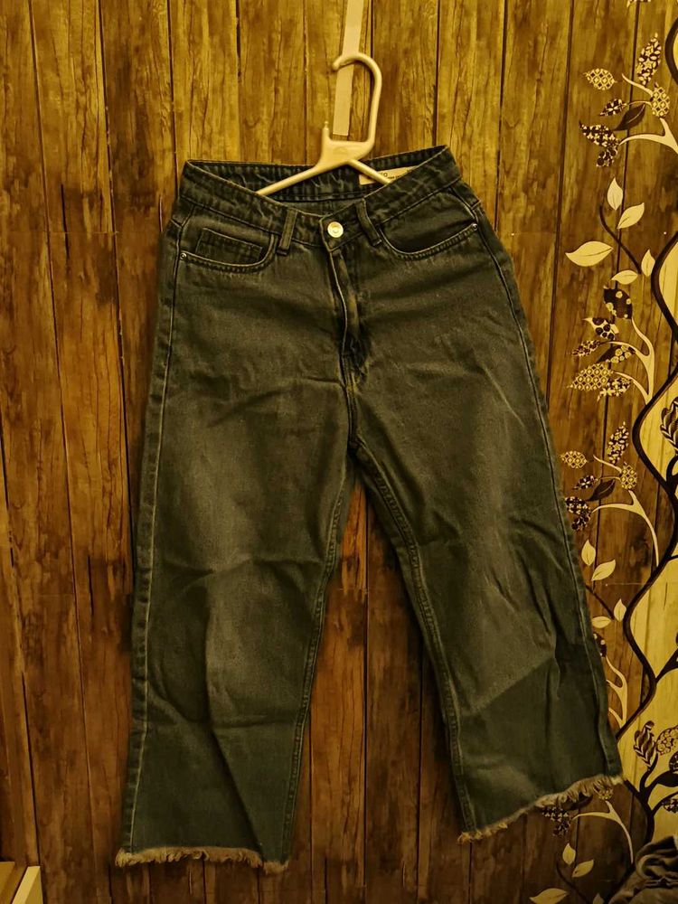 AUSTIN WIDE CROPPED Denim Jeans XS